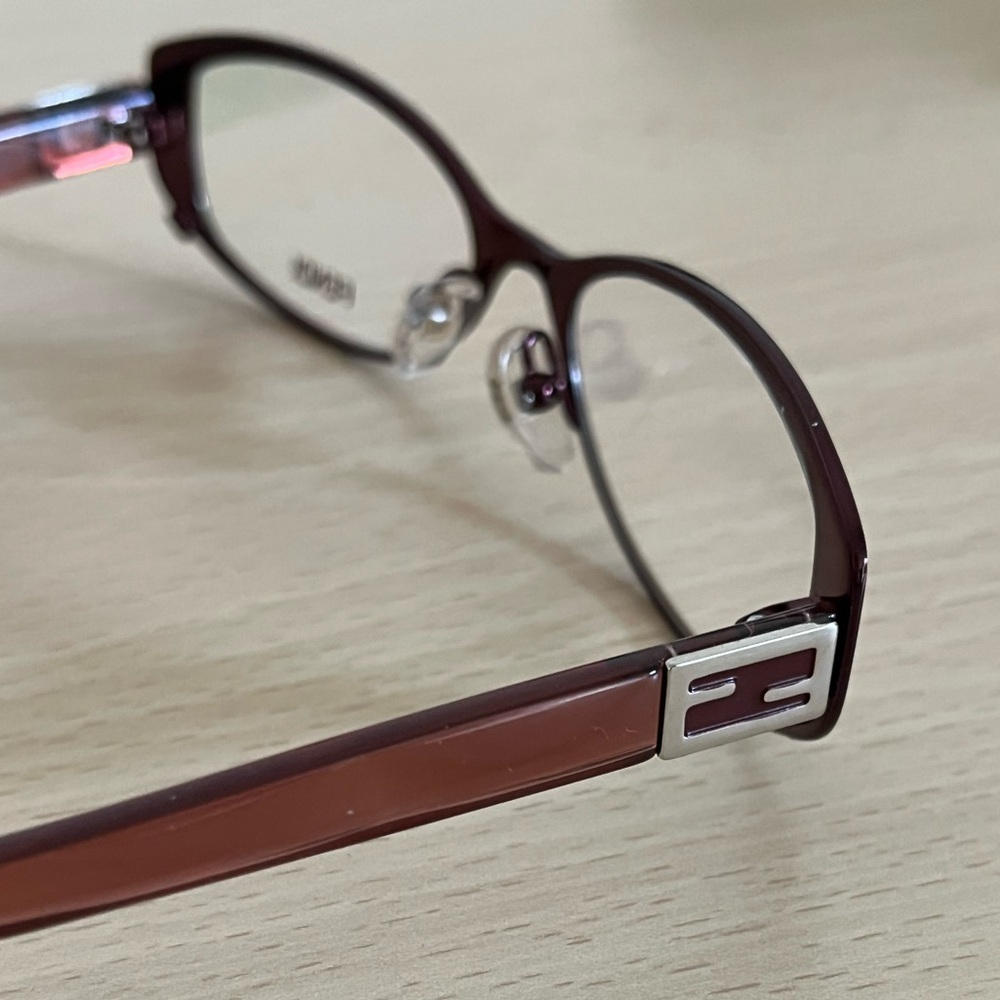 FENDI Readers Cranberry Cat Eye Silver FF Logo Non Prescription Case COA BNWOT - Picture 6 of 14